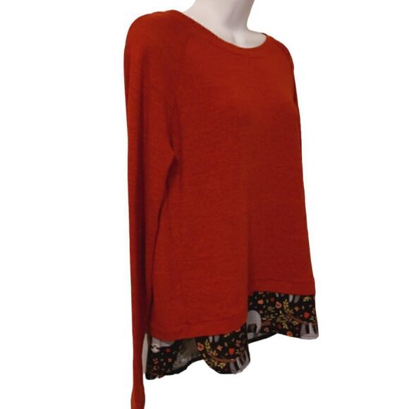 L.A Soul orange sloth slit back layered sweater size S - Picture 5 of 7